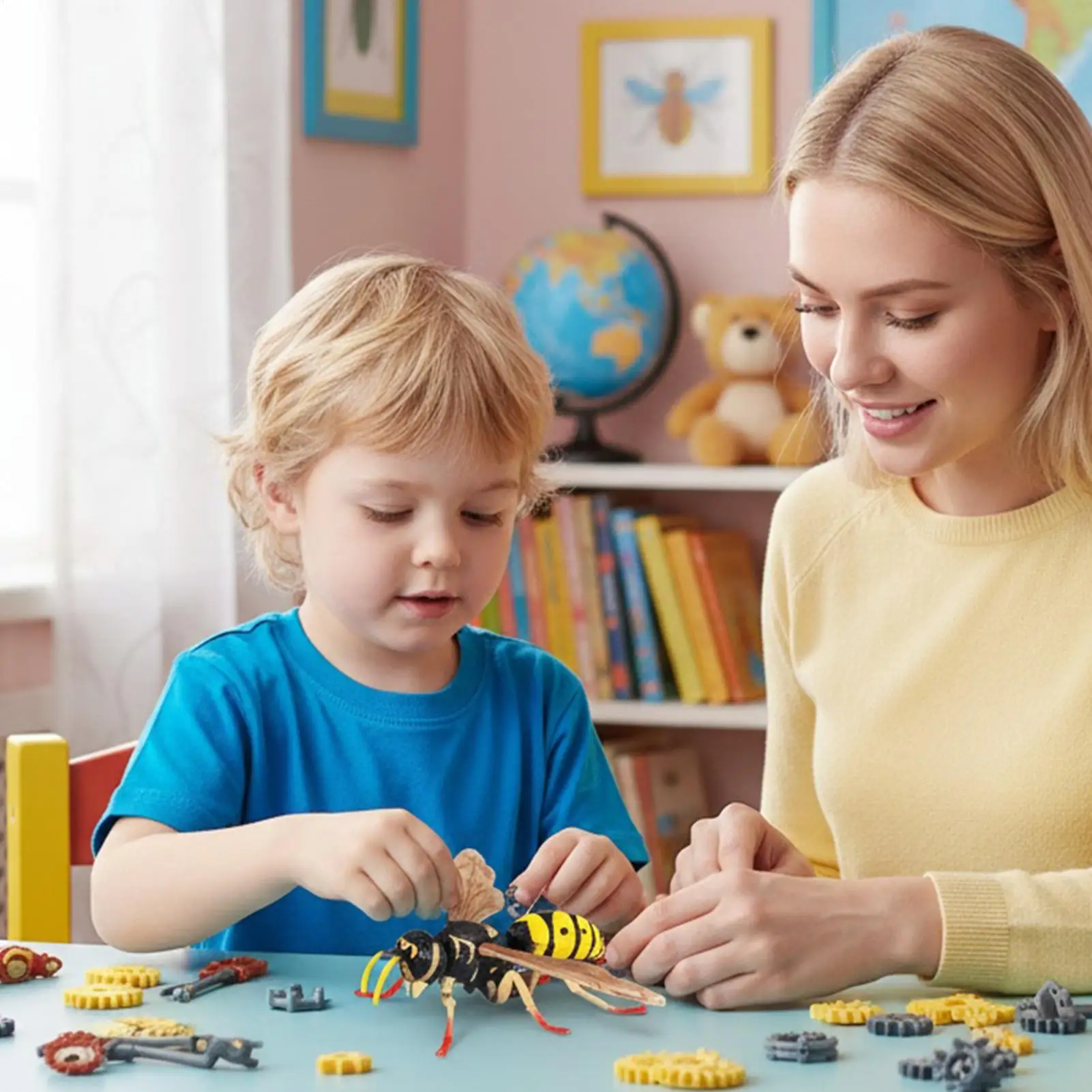 Juegos de construcción de juguetes, juego educativo de avispas de 27 piezas, juguetes de construcción para niños de 3 años, niños y niñas, aula preescolar para guardería