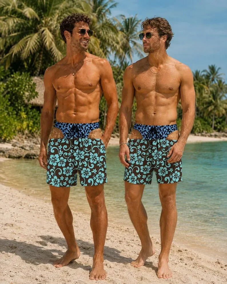 Fun Men's Swim Trunks, Fake Underwear, Beach Shorts, Super Large Capacity Birthday Prank Gift