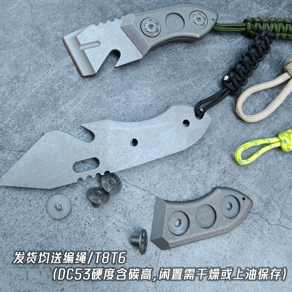 EDC DC53 Titanium Alloy Crowbar with Carbon Fiber Sheath Bottle Opener Outdoor Camping Multifunction Tools