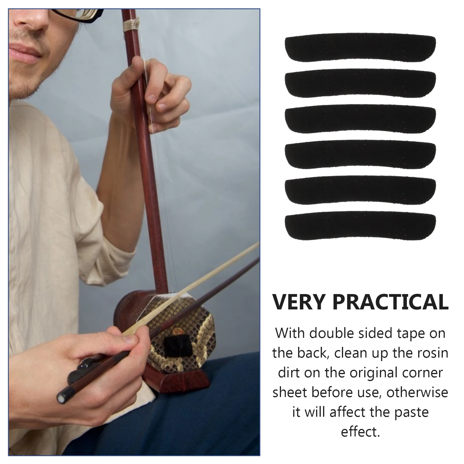 

6 Pcs Erhu Corner Slices Wear-resistant Crash-proof Supplies Protector Pads Accessories Cowhide Protectors Chinese