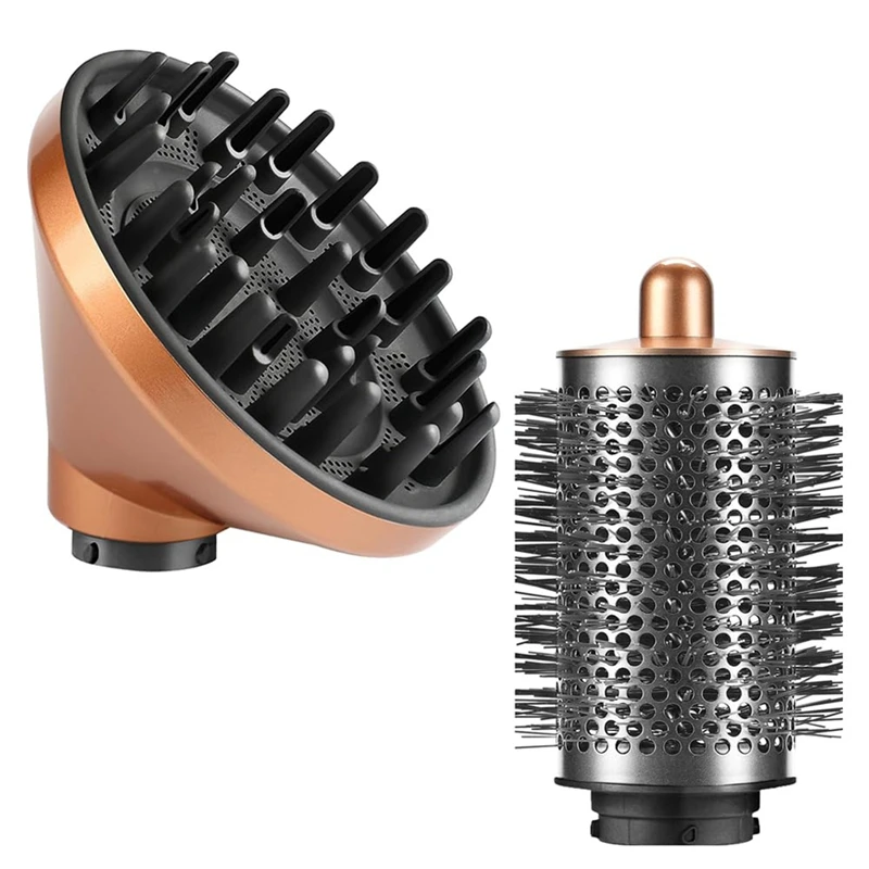 Diffuser & Large Round Volumizing Brush Attachment Compatible For Dyson Airwrap HS05, HS01 - Ideal Beauty Gift