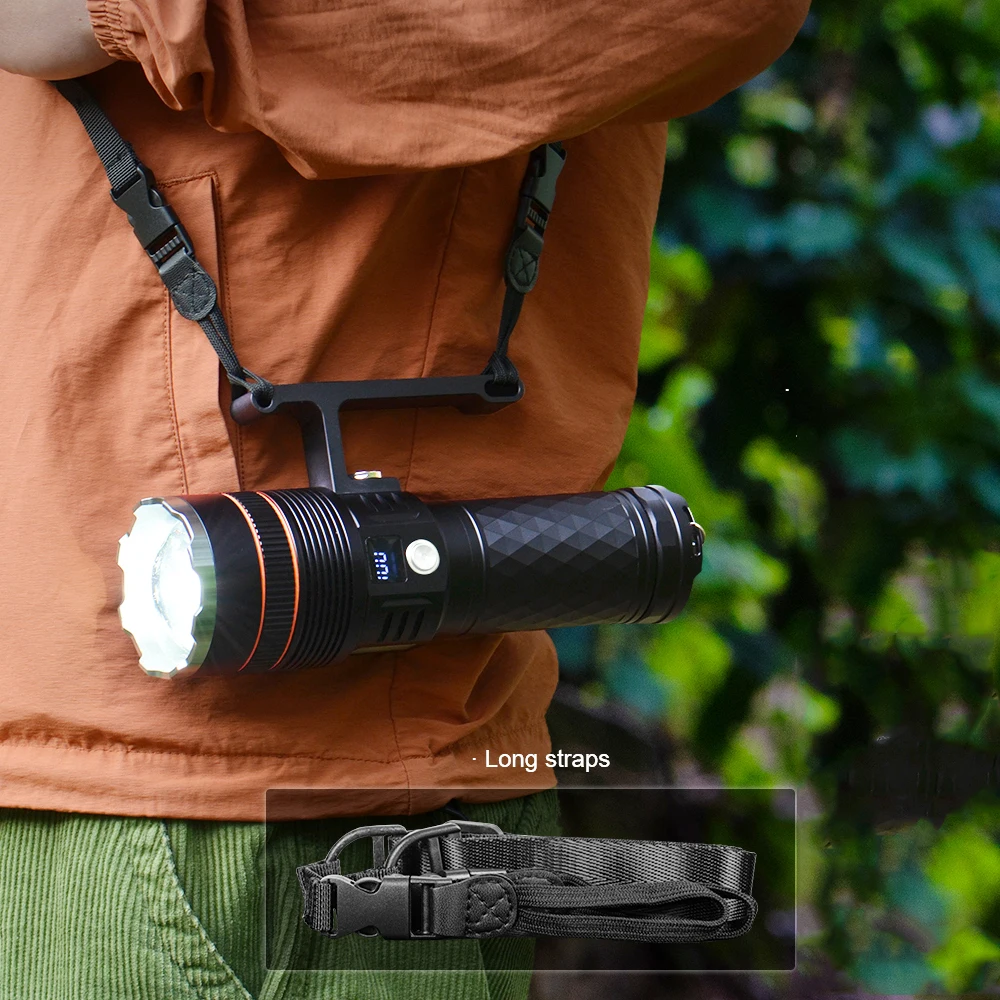 High Power LED Flashlight Metal  Super Long Range Waterproof Tactical Torch with Colorful night light for Camping Hiking