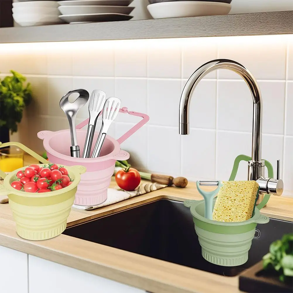 الإبداعية بالوعة معلقة استنزاف سلة المنزلية طوي المطبخ الغذاء بقايا تصفية قابل للتعديل استنزاف رف حامل إسفنجة الصابون