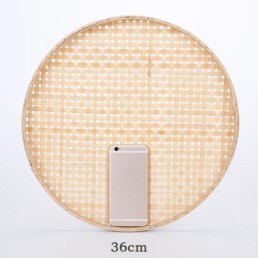 New Handmade Weaving Bamboo Sieve Raft 6 Sizes Easy To Clean Round Dustpan Kitchen Storage Trays Home Decor
