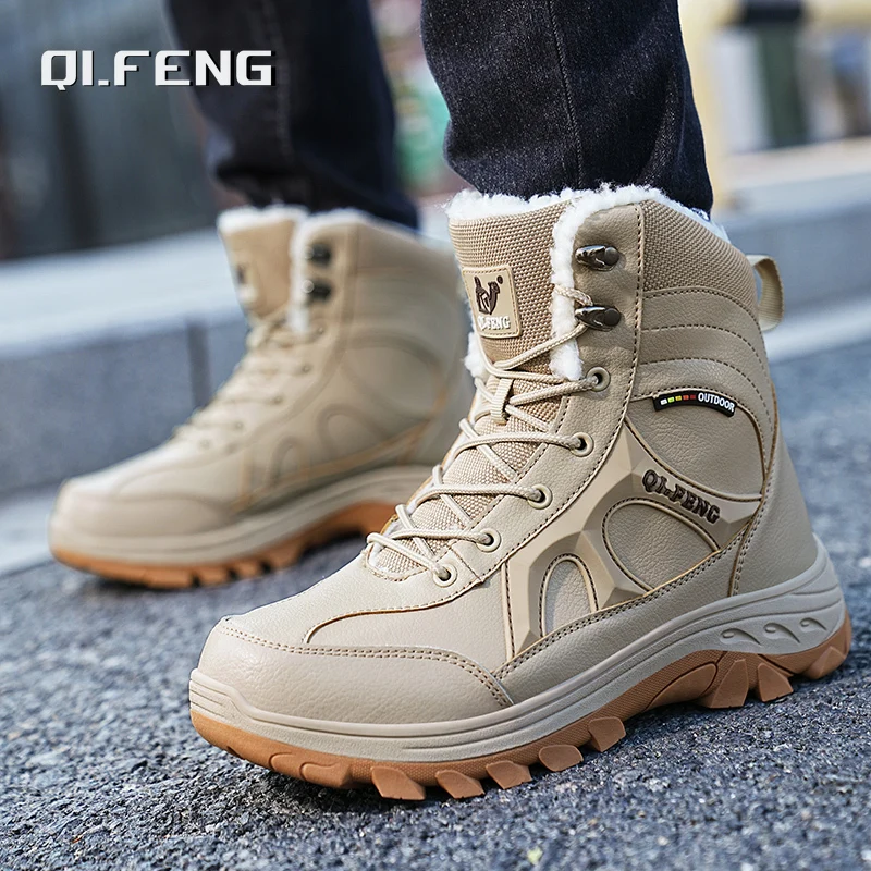 New Men Winter Outdoor Hiking Boots Plus Size 47 Snow Boots Men Training Work Boots Waterproof Slip-Resistant Keep Warm Fashion