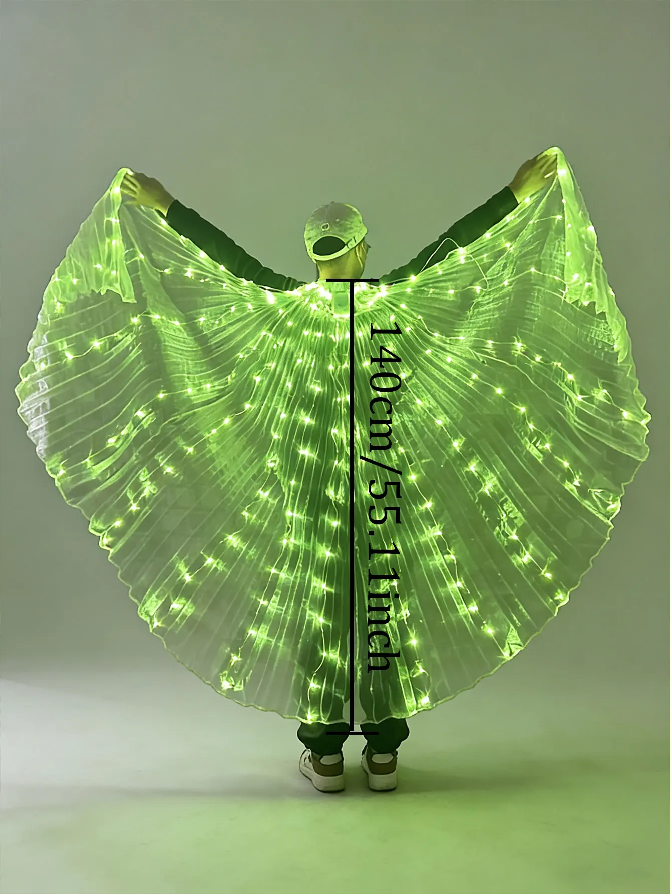 Groene LED-feestdecoratie rekwisieten, decoratieve vleugels van St. Patrick's Day, danscape (verkocht zonder batterijen)