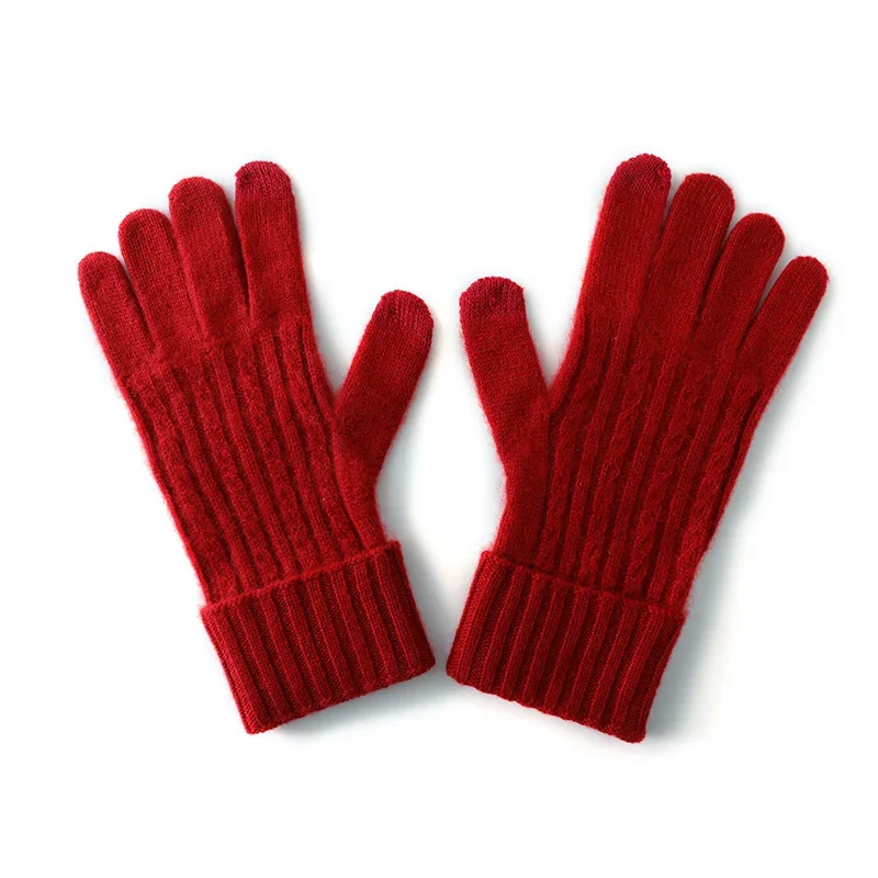 Winter New Cashmere Knitted Touch-Screen Gloves Outdoor Warm And Windproof Cycling Gloves Finger Gloves Fashion Commuting