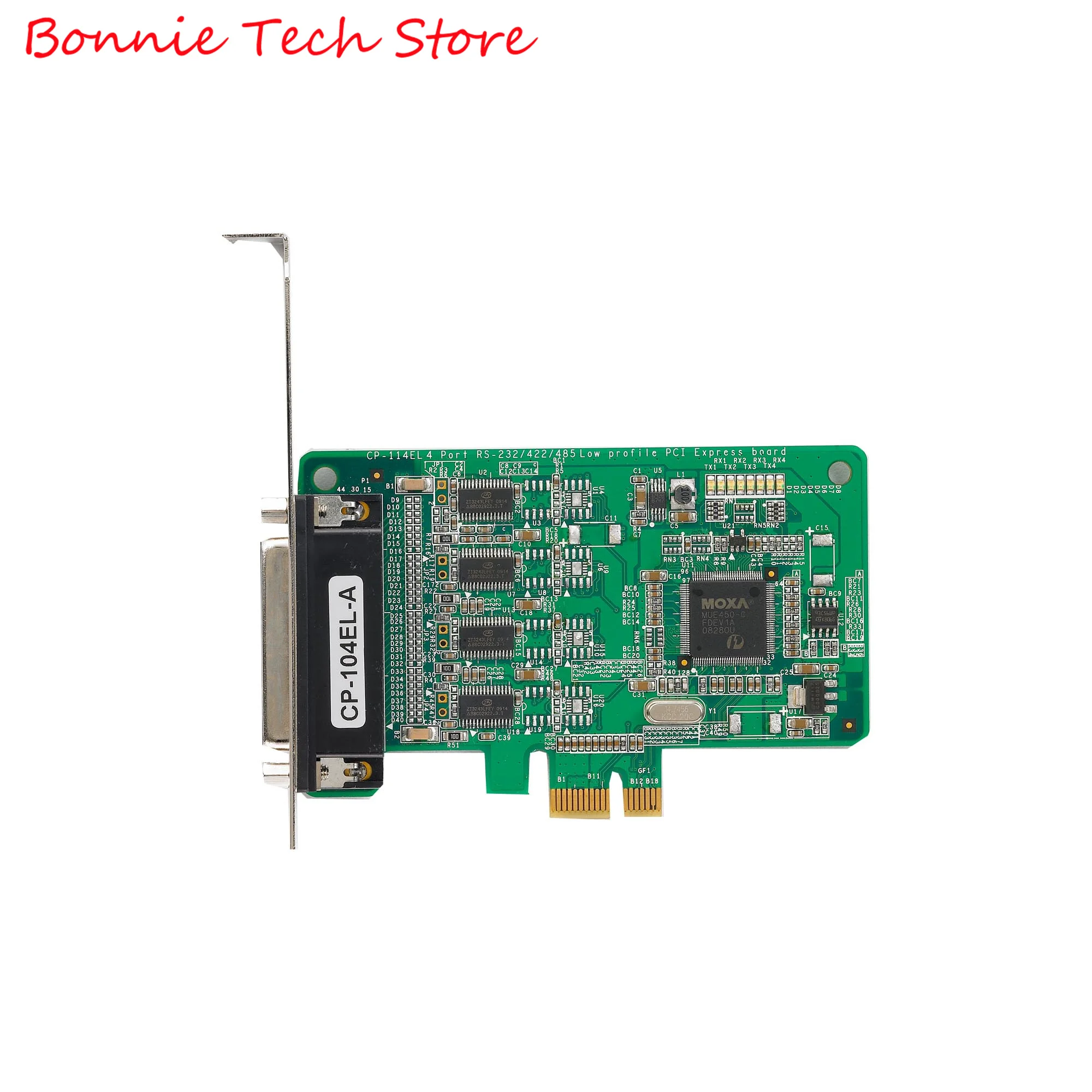 CP-104EL-A voor Moxa PCIe/UPCI/PCI seriële kaarten, 4-poorts RS-232 low-profile PCI Express-bord