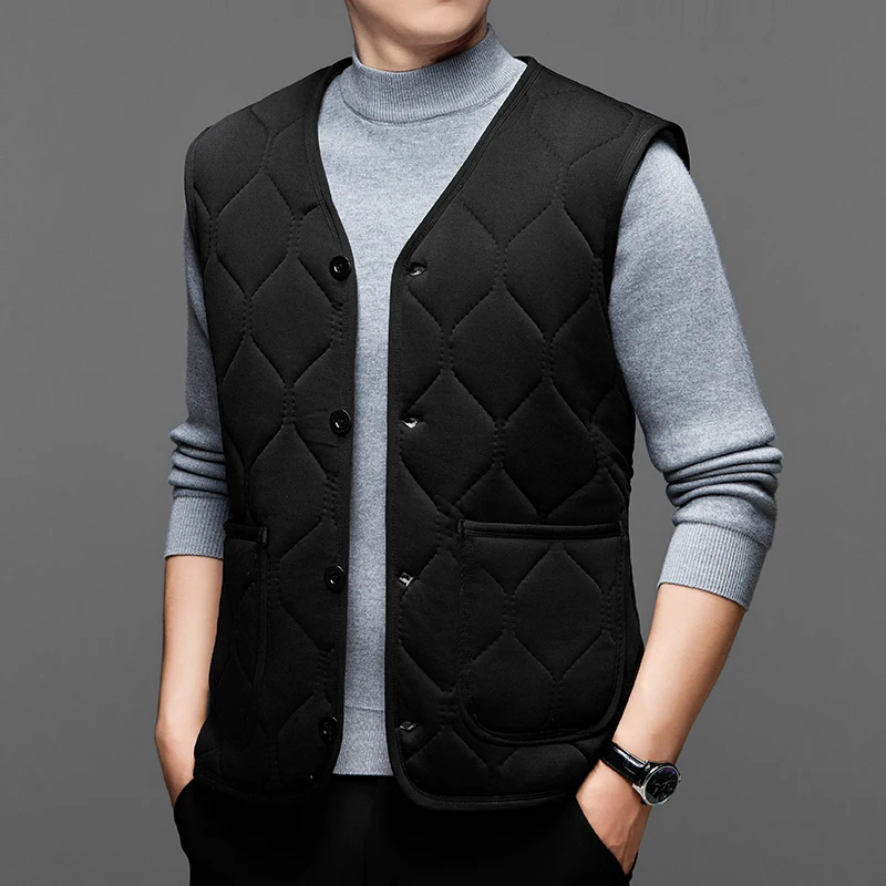 سترة الخريف والشتاء للرجال في منتصف العمر وكبار السن مع سترة سميكة ودافئة من القطيفة #5