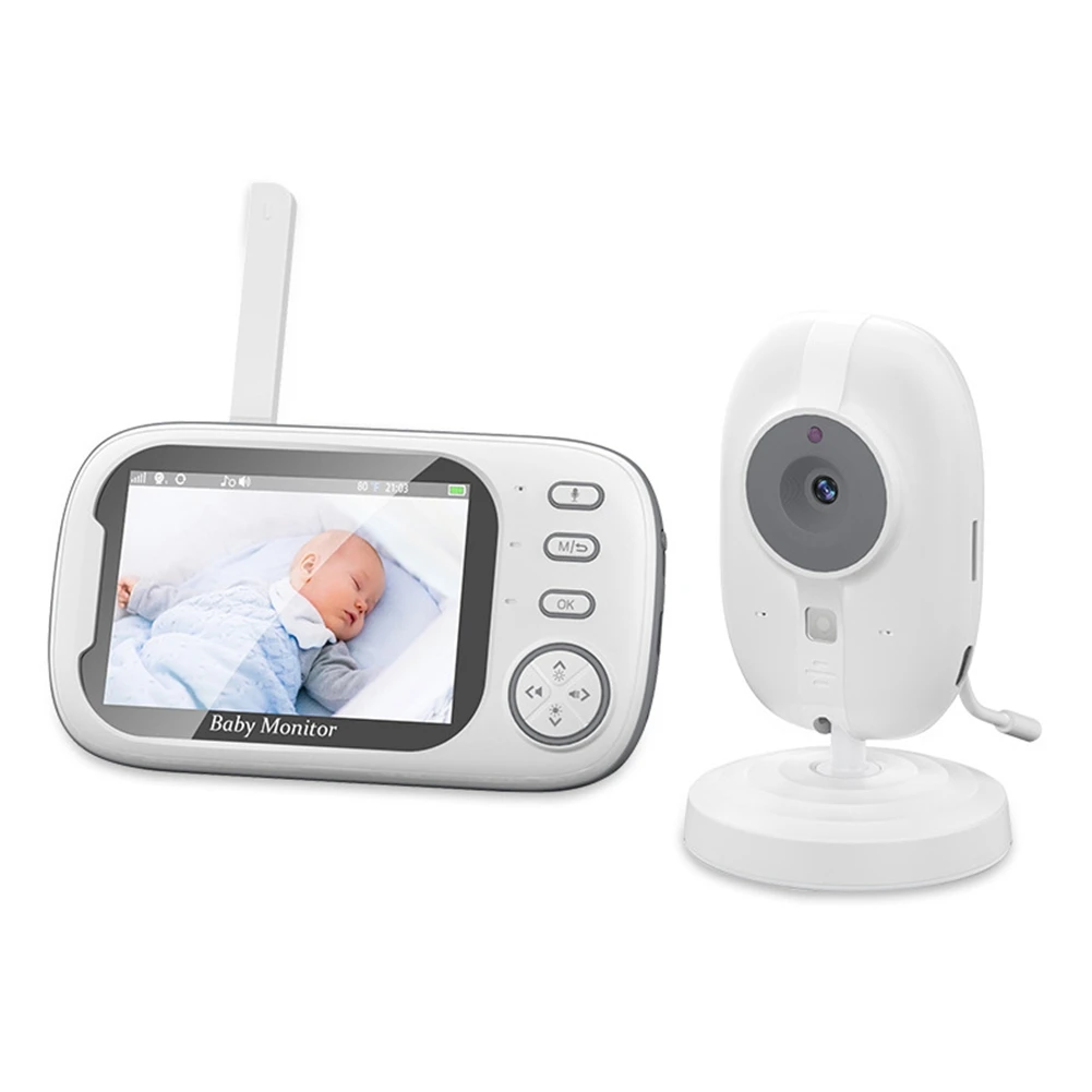 Video Baby Monitor, Baby Caregiver, 3.5Inch IPS Screen Baby Camera Monitor Lullaby Feeding Alert,EU Plug Durable