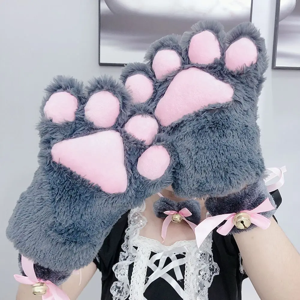 Sweet For Women Cute Fluffy Paw Mittens Cat Claw Gloves Anime Cosplay Gloves