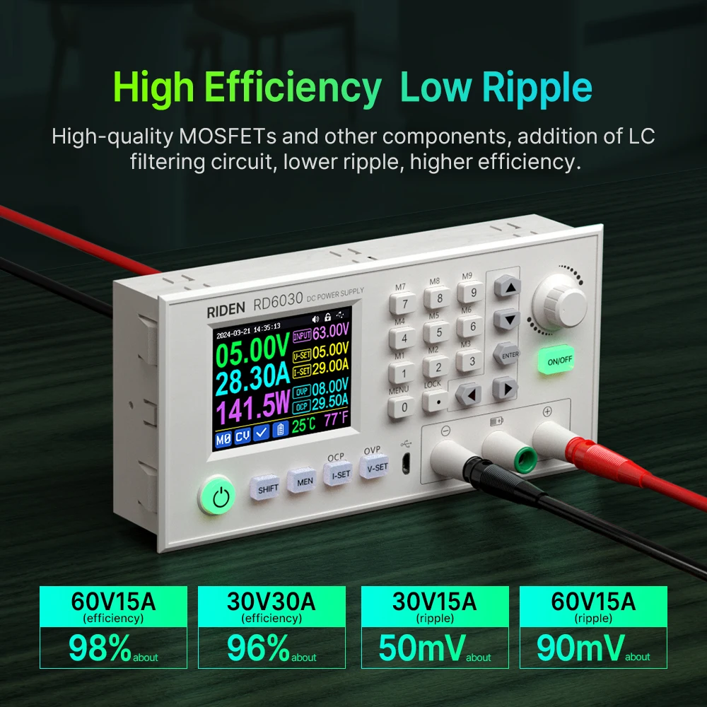 Imagem -05 - Step Down Voltage Bench Regulado Power Supply Buck Converter Carregamento da Bateria 1500w Psu 60v 30a rd Rd6030 Rd6030w dc Ajustável