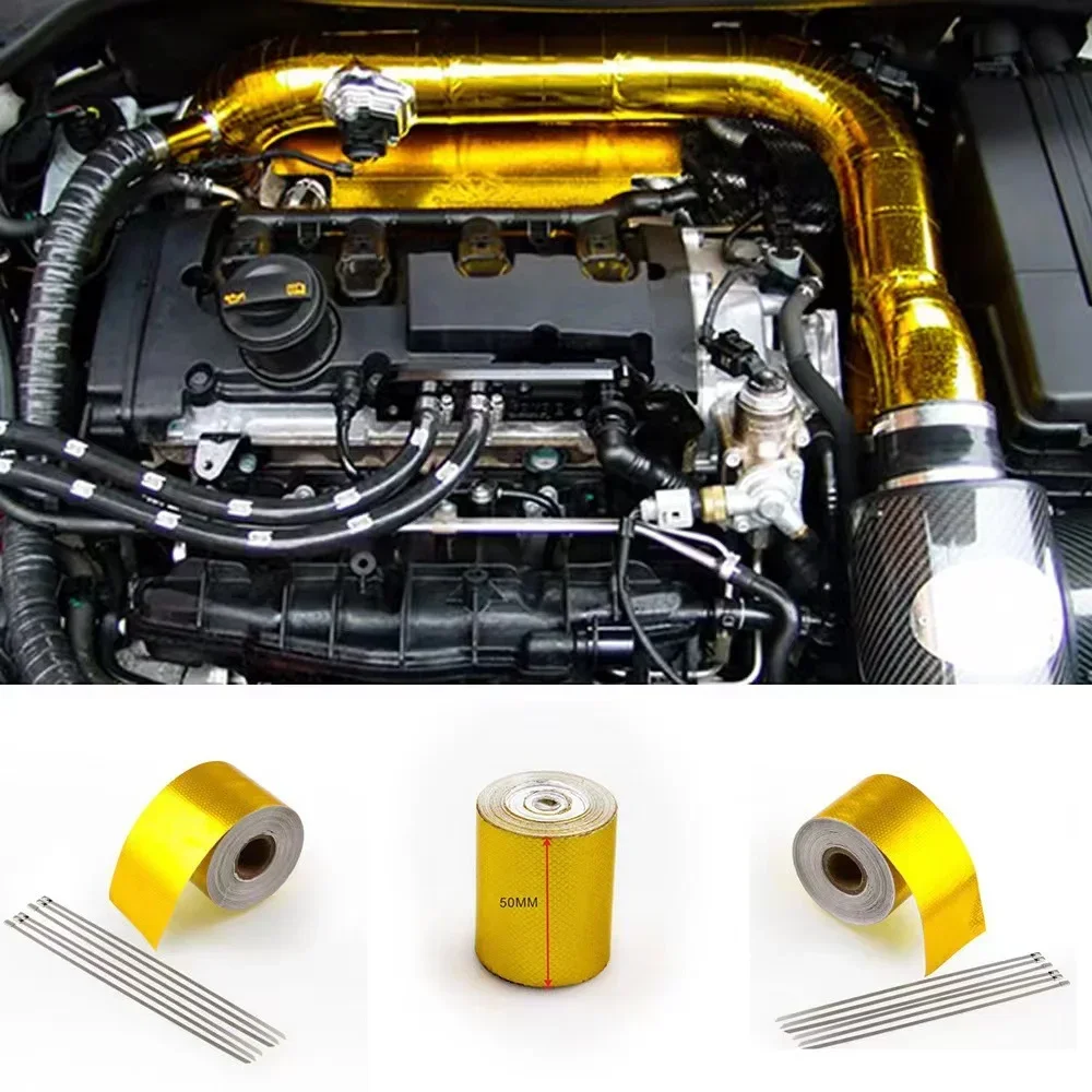 Hochtemperaturbeständiges Aluminiumfolie-Faserstoffband für Autoauspuff-Modifikation Wärmeisolierung Alufolienstoff 10cm Breite