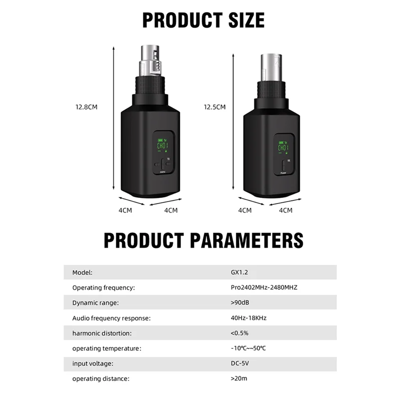 Professional Wireless Microphone Converter Wireless System For Guitar XLR Transmitter And Receiver Dynamic Microphone-TCES