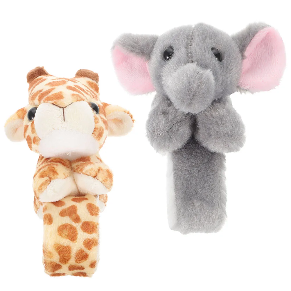 

2 Pcs Punch Hole Simulated Animal Bracelet Child Pp Cotton Animals Slap Bracelets