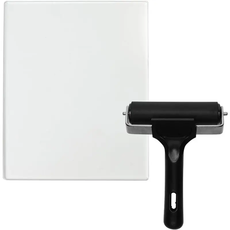 

AB42-Reusable Gel Printing Plate-8X10 Inch Printmaking Plate With 4 Inch Brayer Roller, Gel Plate Kit For Card Making