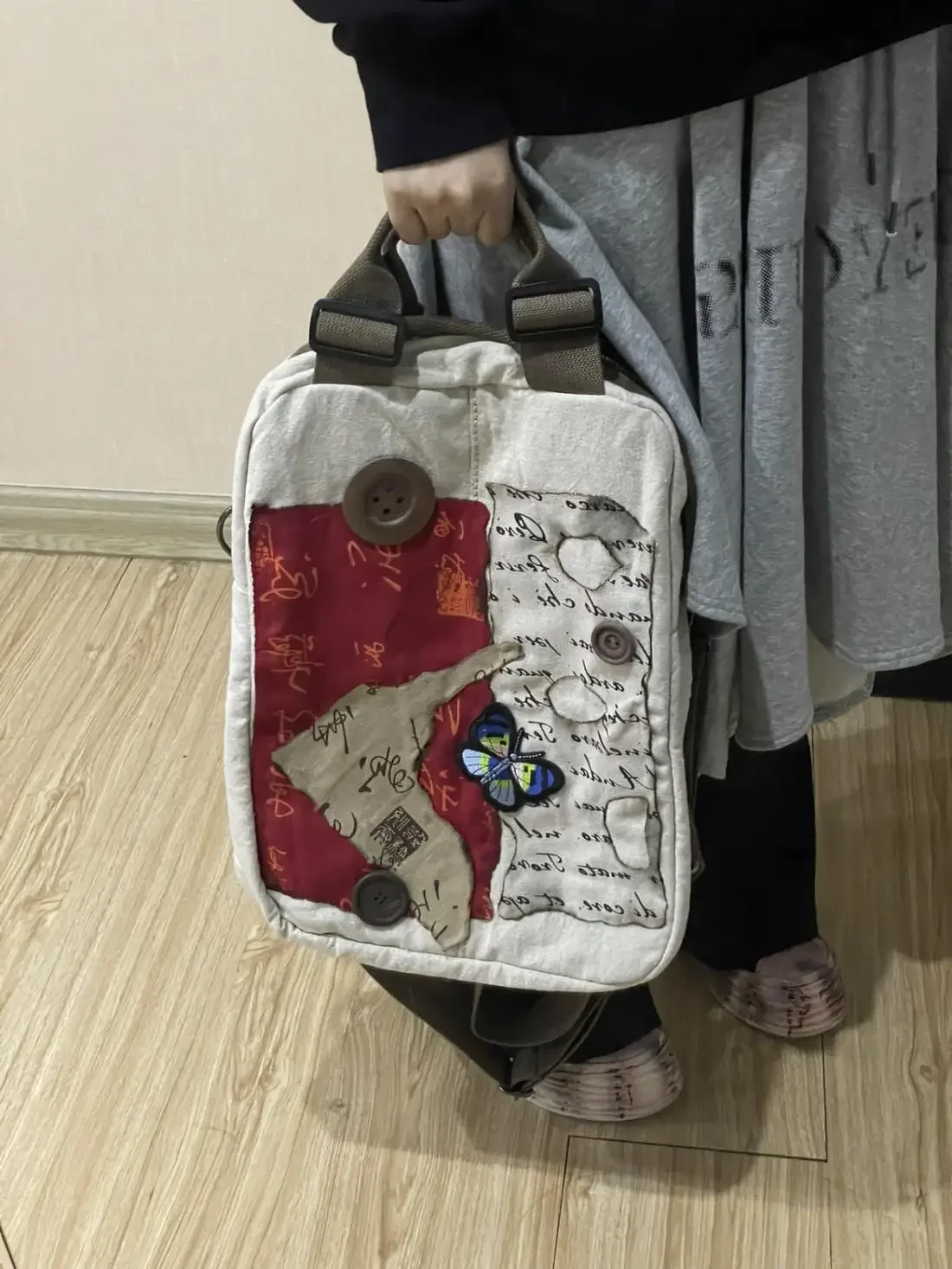 Miyagawa zaino Patchwork a contrasto di colore retrò nicchia coreana stile cinese causale zaini per studenti di moda di grande capacità