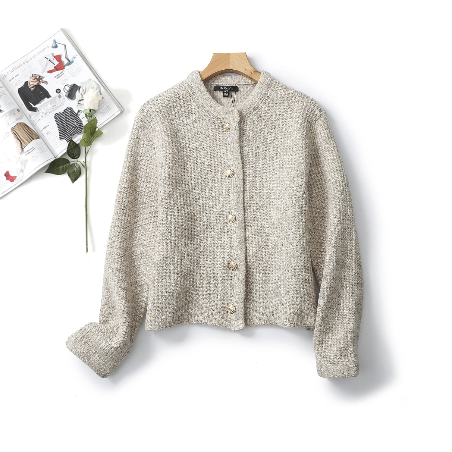 Ethereal MD 2024 new style of Women\'s casual French style soft waxy sweater knitted cardigan short coat