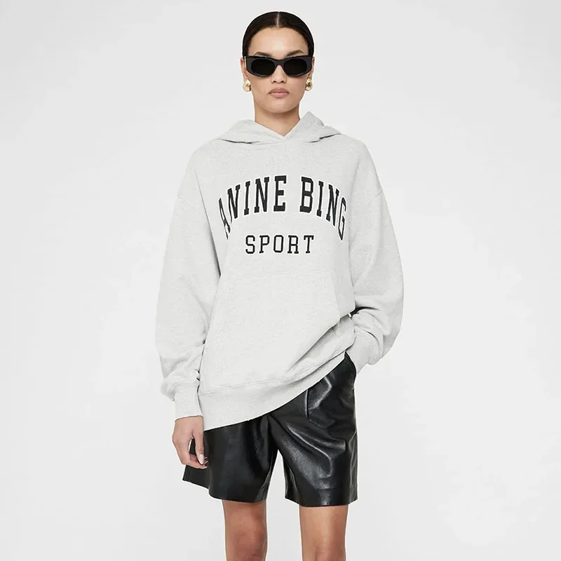 

2024 Early Fall New Niche AB Front Printed White Edge Classic Letters Printed Sports Women's Hooded and Fleece Hoodie