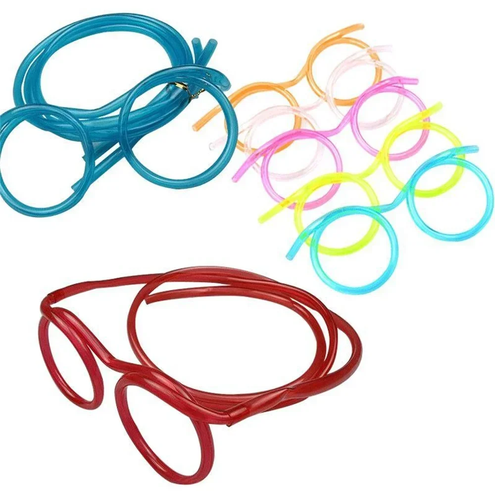 Straw Glasses Funny Soft PVC Glasses Flexible Drinking Straws Kids Party Supplies Bar Supplies Accessories Creativity Toy