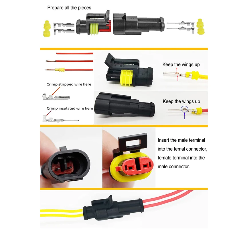 352Pcs 방수 자동차 전기 커넥터 터미널 자동차 전기 와이어 커넥터 플러그 키트 1/2/3/4 핀 커넥터