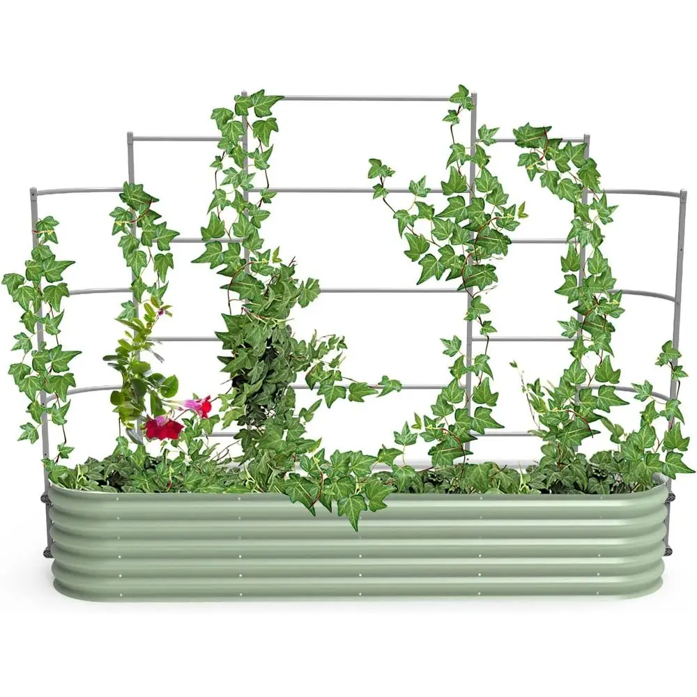 ular Wall Trellis System, 8.0' Long or 2.0' x 8.0' (9 in 1) Garden Beds,Garden Trellis or ClimPlants Like Cucumber Beans Tomatoe