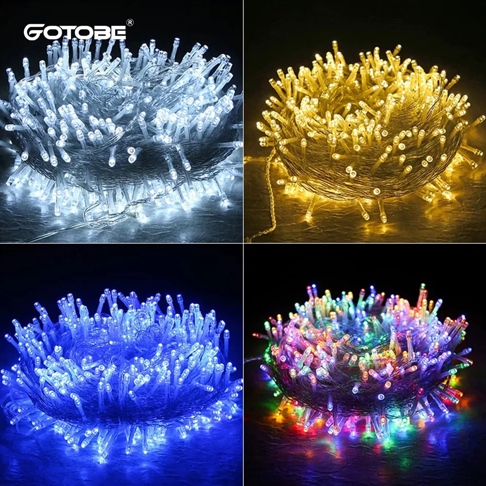 220V EU Plug 10/20/50M Outdoor Christmas LED String Light Garlands Decoraction Fairy Lamp For Home Wedding Party Holiday Lights