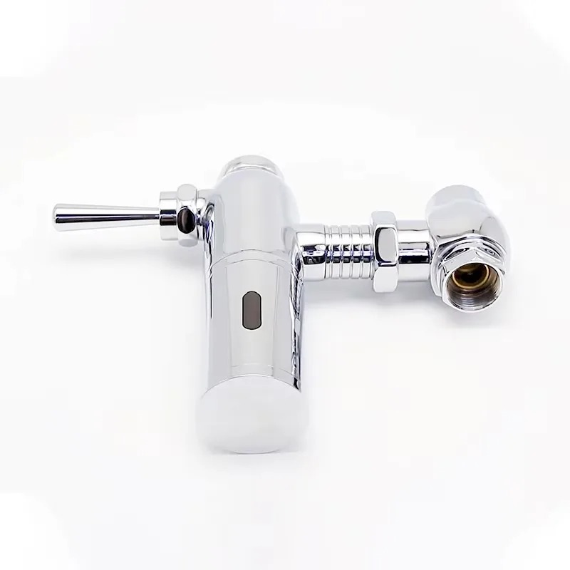 Exposed non-contact automatic flush sensor flush valve with mechanical handle