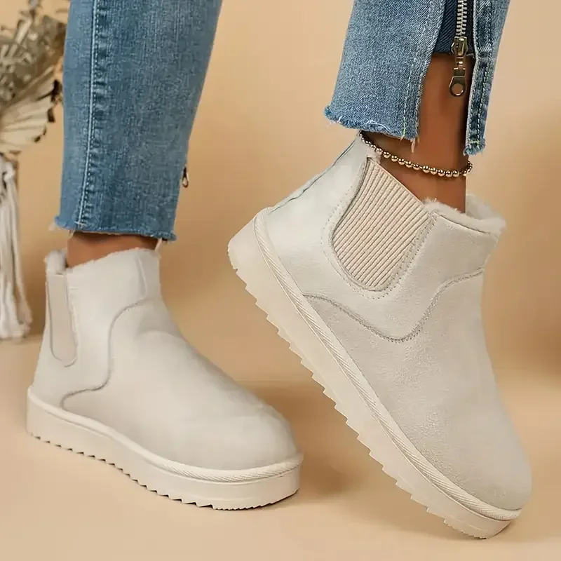 

Women Ankle Boots Flat Platform Designer Shoes Winter Plush Warm Snow Boots Women 2025 New Luxury Outdoor Casual Shoes for Women