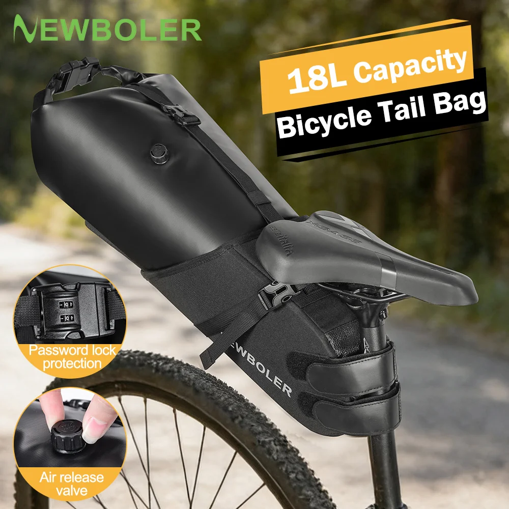 

NEWBOLER Bicycle Bag Waterproof 18L Large Capacity Bicycle Saddle Bag Foldable Tail Bag Mountain Bike Road Luggage Bag ﻿