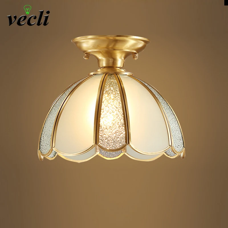 European Creative Minimalist Modern Copper Pendant Light Entryway Hallway Dining Table Single Head Small Pendant Lamp