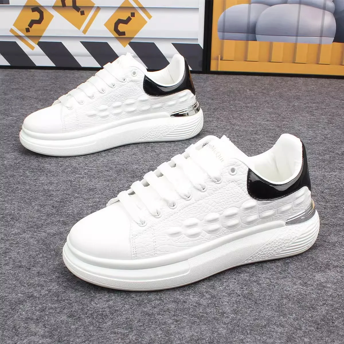 2024 Spring New White Shoes Men's Trendy Thick-soled Couple Shoes Men's Light Sports Casual Shoes Tennis Shoes