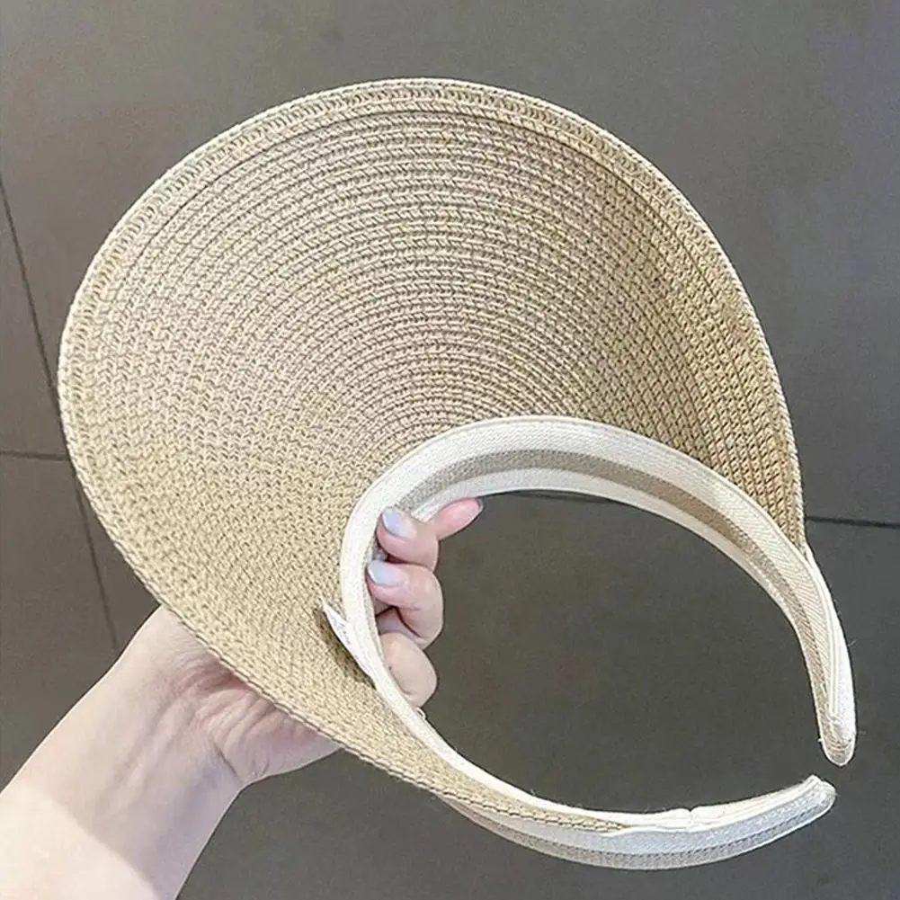 Summer Empty Straw Hat Beach Sunscreen Visor Cap UV Protection Big Brim Sun Hats Hand Woven Caps Sun Protection Hat