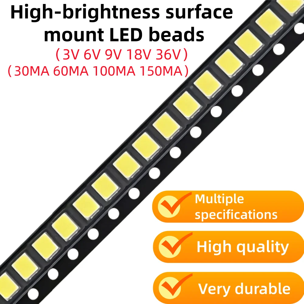 100PCS High Brightness SMD LED 2835 0.2W Multicolor Non-Power-On Chip LEDs for DIY Electronics Projects