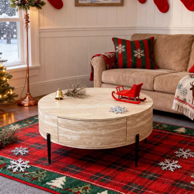 

Design antique European living room table furniture, marble wood special-shaped coffee table