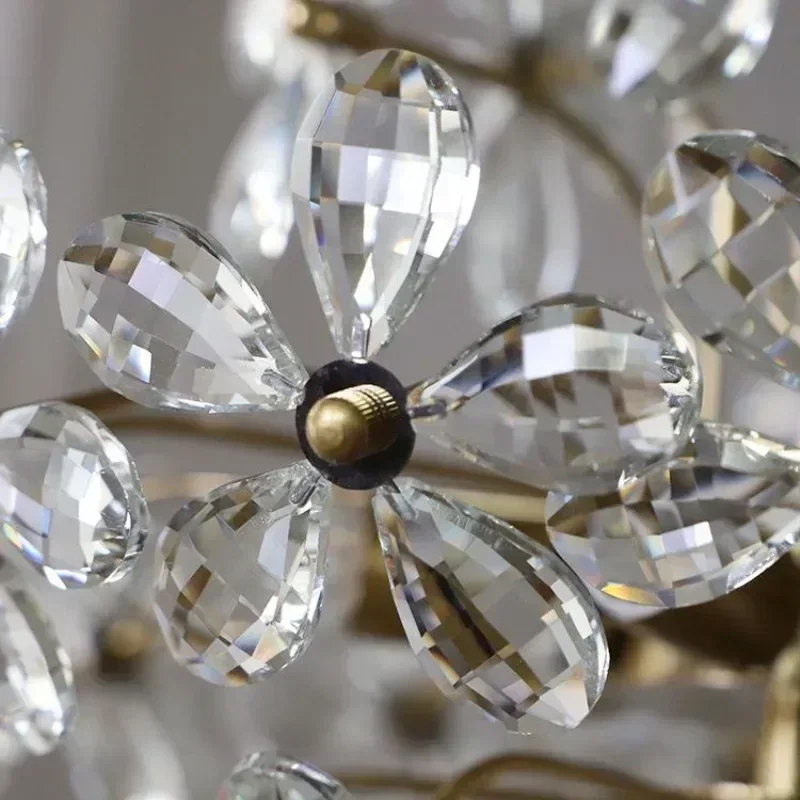 2026A Dream crystal flower chandelier, rural retro bedroom, bedside chandelier, wardrobe light luxury lighting fixture