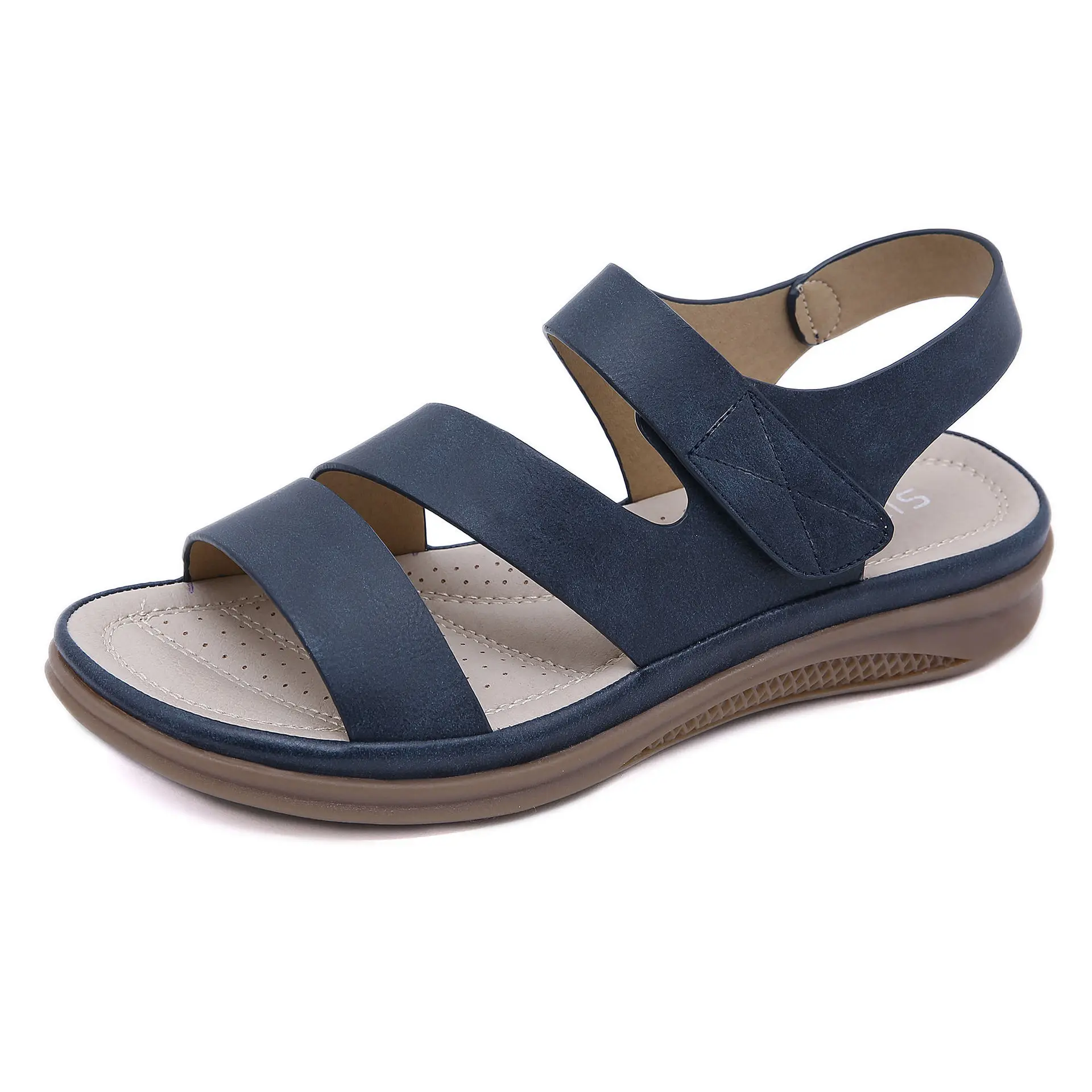 Damen Casual Sandalen Bequeme Weiche Pantoffeln Keilabsatz-Plateausandalen Retro Flache Plateausandalen mit Offener Spitze Outdoor-Strandschuhe
