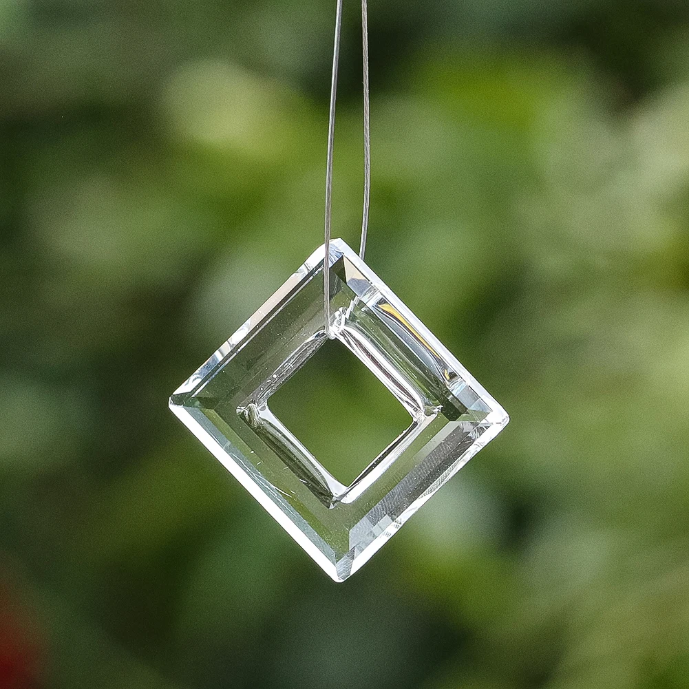 3cm Crystal Glass Square Faceted Beads DIY Chandelier Pendant Prism Sun Catcher Hanging Ornament Light Fixture Parts Home Decor - view 4