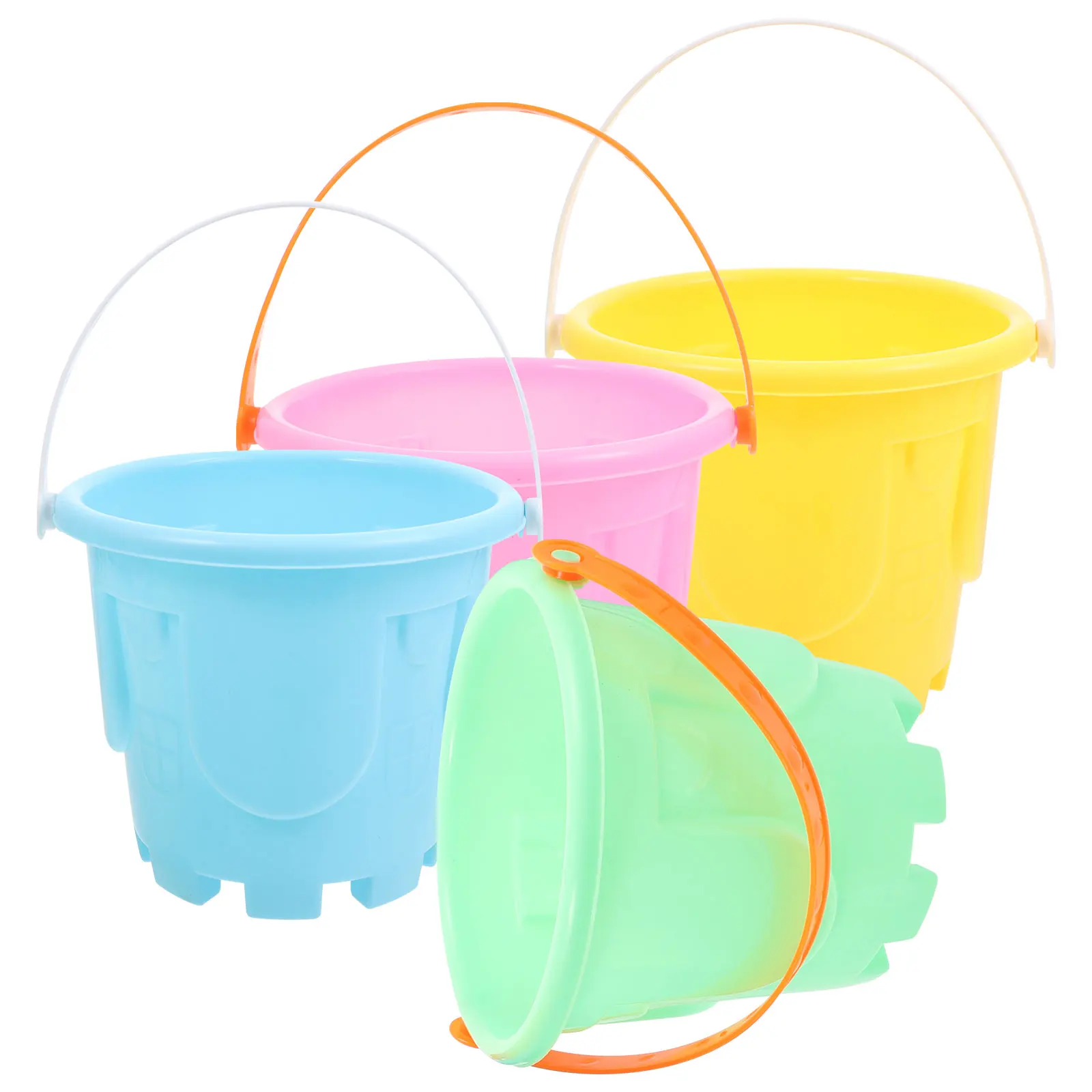 

4pcs Children Beach Sandbox Toys Plastic Castle Bucket Sand Toy Educational Beach Game Toys (Random Color)