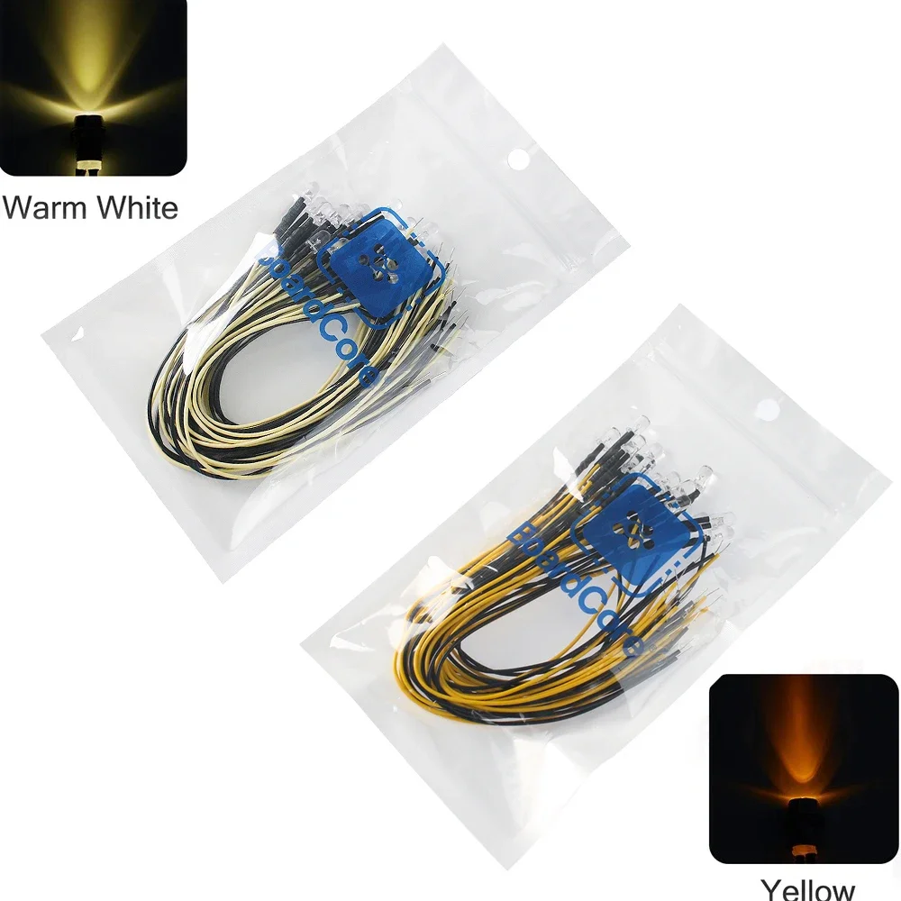 20 قطعة 20 سنتيمتر قبل السلكية 12 فولت 5 مللي متر صمام ثنائي باعث للضوء قبل البائع 3-12 فولت أبيض/أحمر/أخضر/أزرق/أصفر/دافئ أبيض LED الثنائيات أضواء عدة