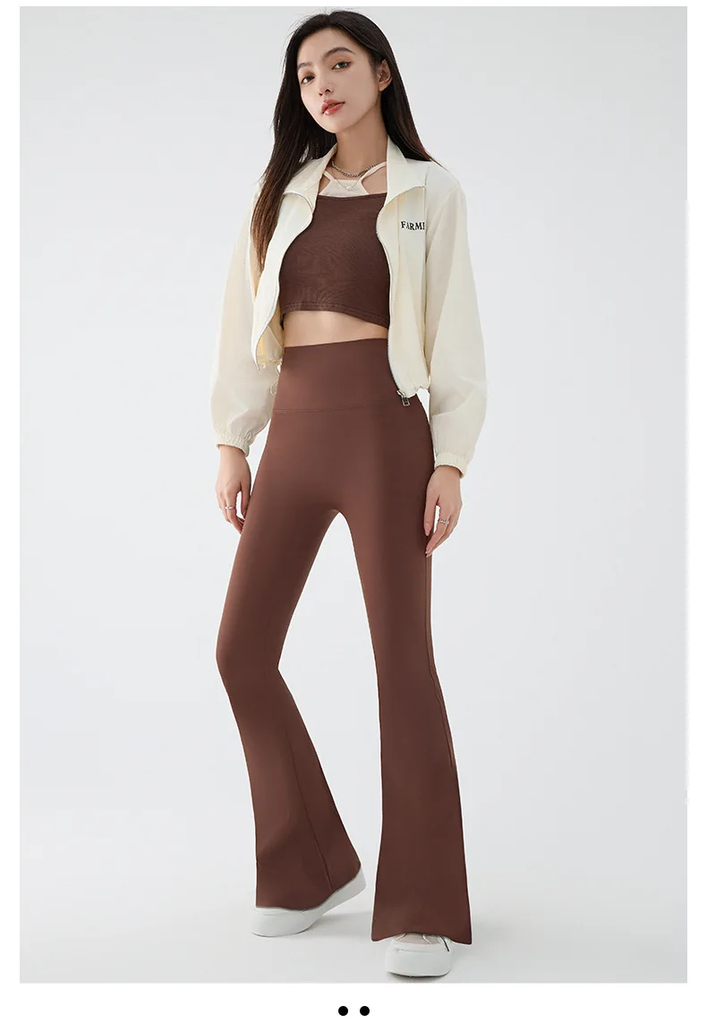 Neue High-Waist Schlaghose für Damen Sommer Dehnbare Bootcut-Hose Retro Casual Hosen Streetwear Damenkleidung – Detail 16