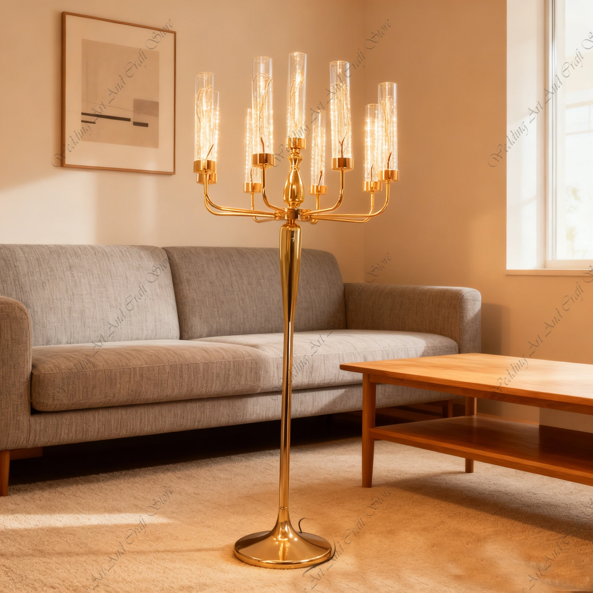 

6pcs f30 125-155cm 9 Arms Tube Warm Light Road Guide Wedding Decoration Metal Floor Lamp Walk Way Stand for Wedding ivy544