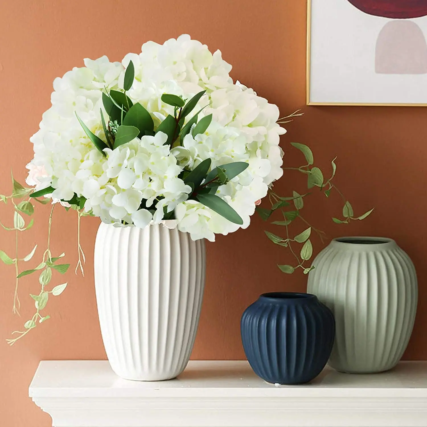 Hydrangea Silk Flowers Pink Hydrangea Artificial Flowers Fake Bouquet Flower Arrangements for Home Wedding Centerpieces Decor