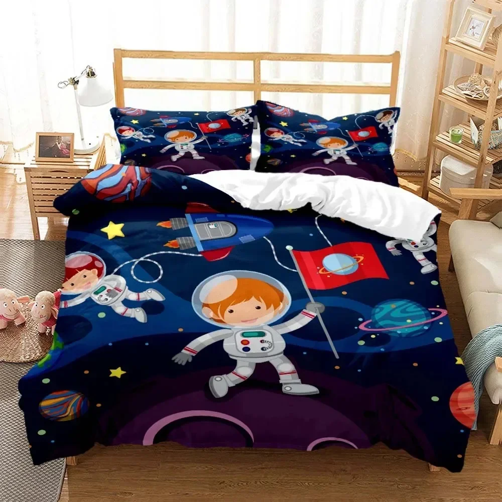 

Cartoon Astronaut Digital Comfortable Duvet Quilt Cover Pillowcase Bedding Set Children Bedroom Decoration Home Textile
