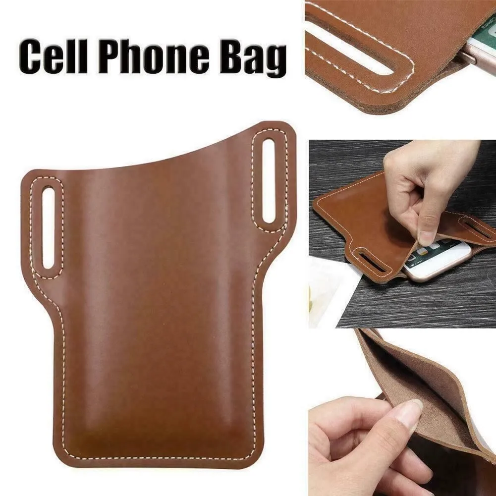 Men Phone Case Holster Cellphone Loop Holster Belt Waist Bag Props Leather Purse Phone Wallet Running Pouch Travel Camping Bags