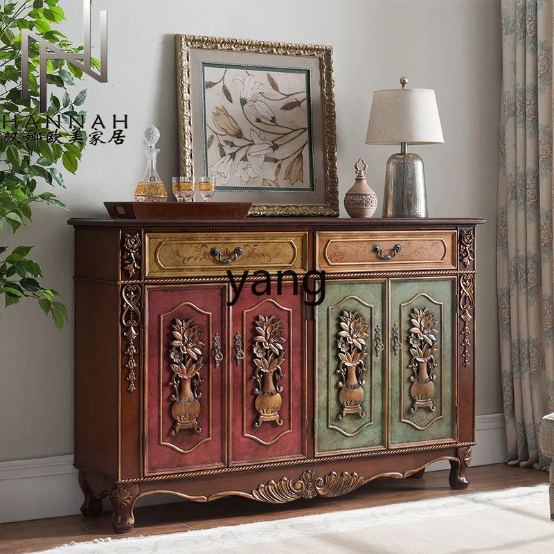 Yhl Noble Solid Wood Painted Hand Painted Shoe Cabinet Multi-Layer Shoe Cabinet Antique Capacity Storage Hallway Batch