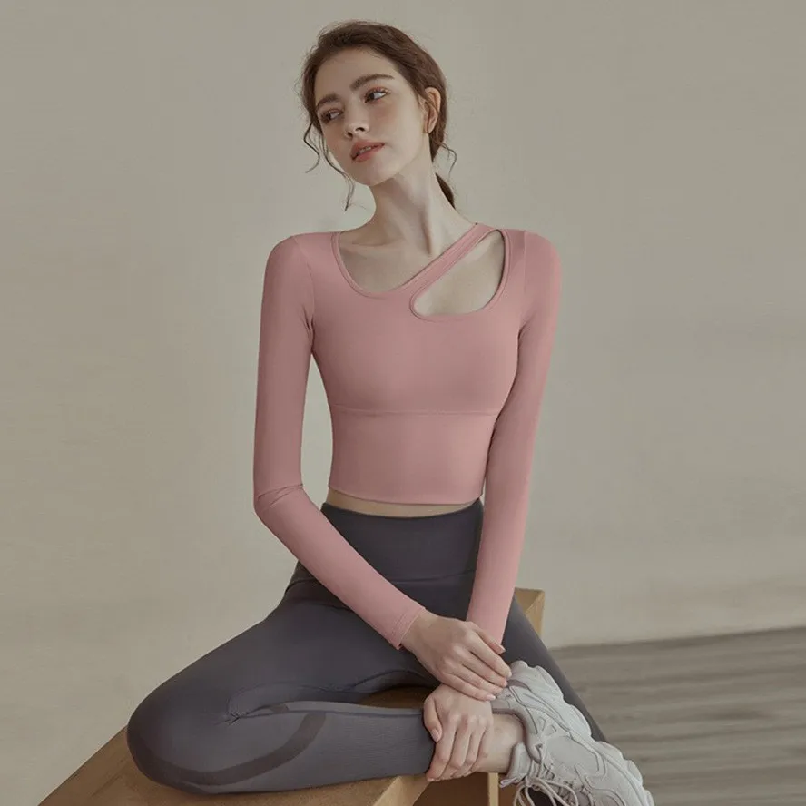 

Бесшовный комплект для йоги для женщин, спортивная одежда для тренировок, одежда для спортзала, укороченный Топ с длинным рукавом для фитнеса, леггинсы с высокой талией, спортивные костюмы