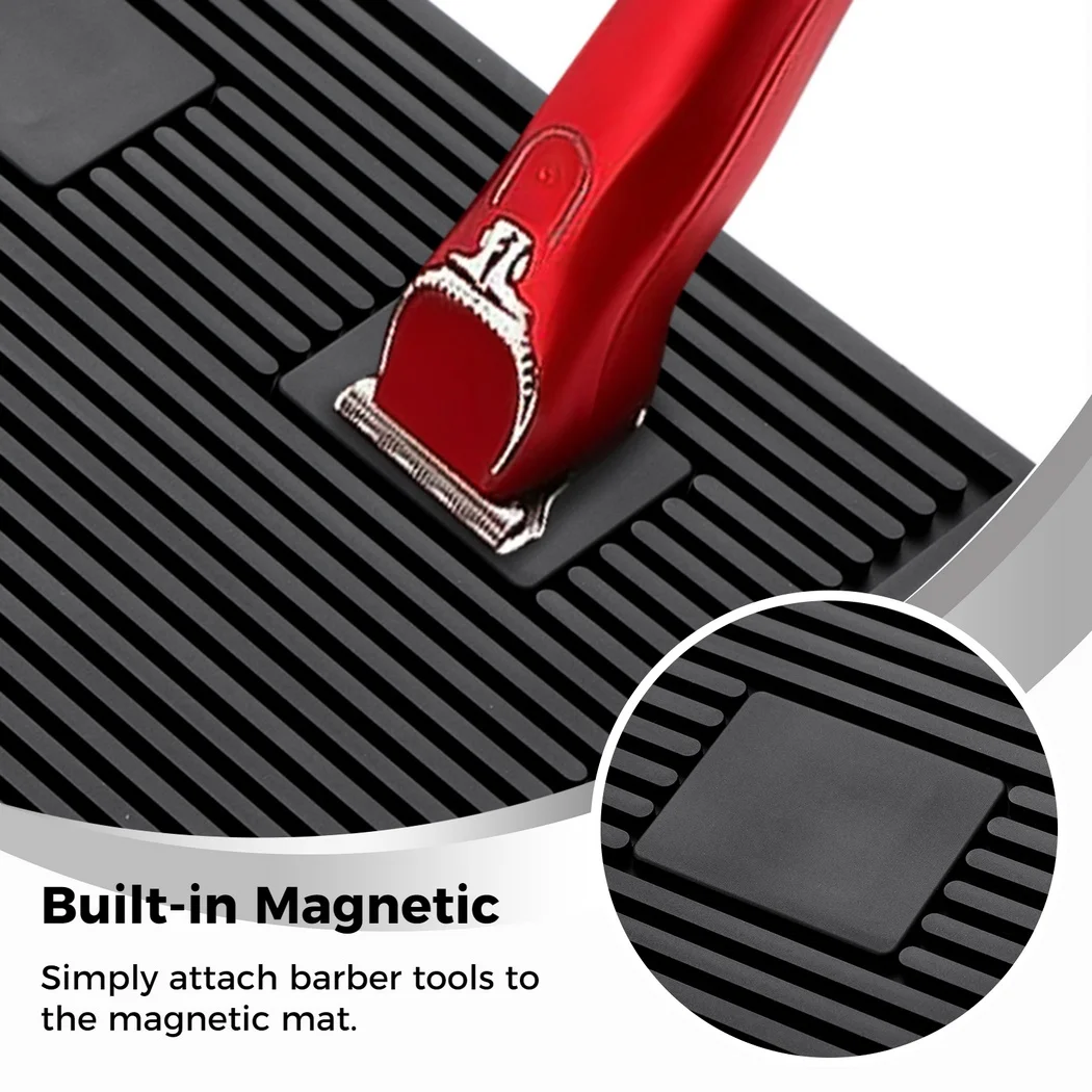 Barber Tool Organizer Mat Flexible Silicone Barber Tool Pad Magnetic Salon Barbershop Work Station Pad Barbershop Counter Mat