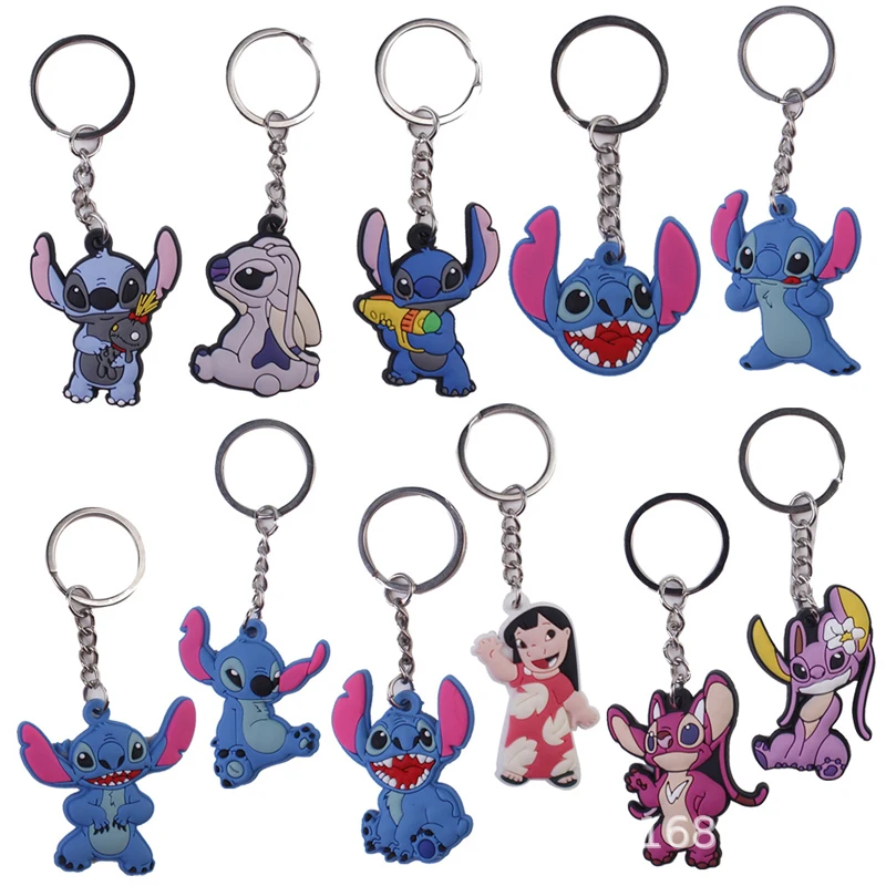 Disney Stitch Cartoon Silicone Cartoon Keychain Anime Figure Lilo & Stitch Bag Pendant for Boys Girls Kids Toy Gift