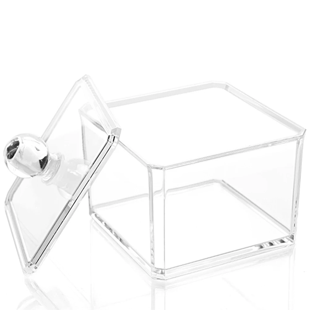 

2 pcs Cotton Swab Box Acrylic Stackable Transparent Vanity Storage Container Pads Holder Makeup Organizer